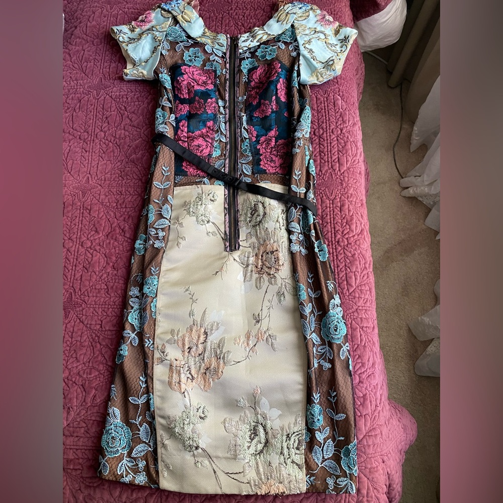 NWT Byron Lars Beguile pieced brocade dress.